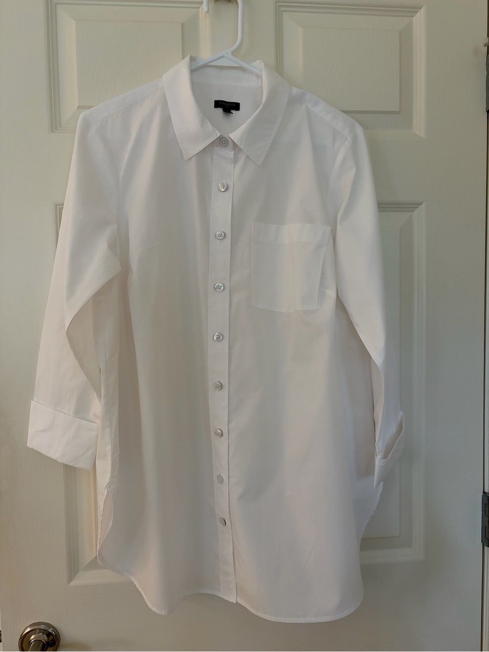 Talbots White Classic Button-Down Shirt Blouse